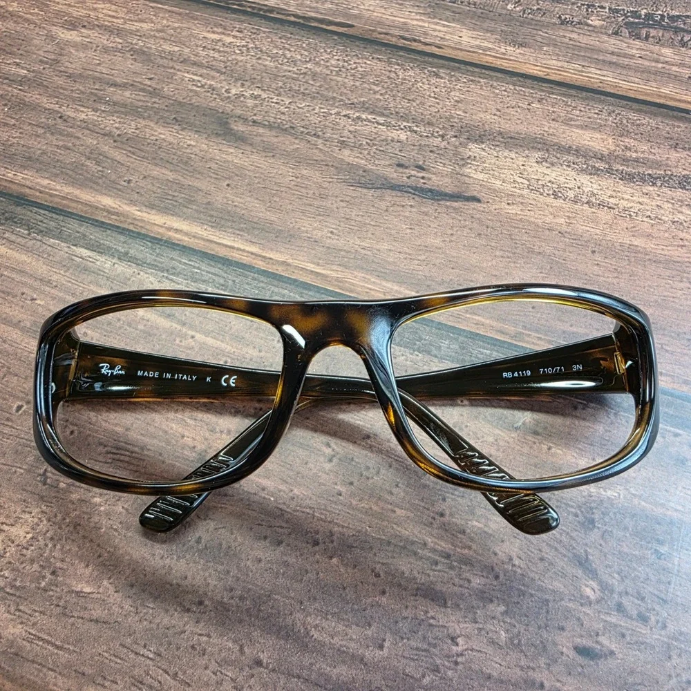 Ray-Ban RB 4119 710/71 3N Dark Havana Tortoise Wrap Sunglasses Italy 3501